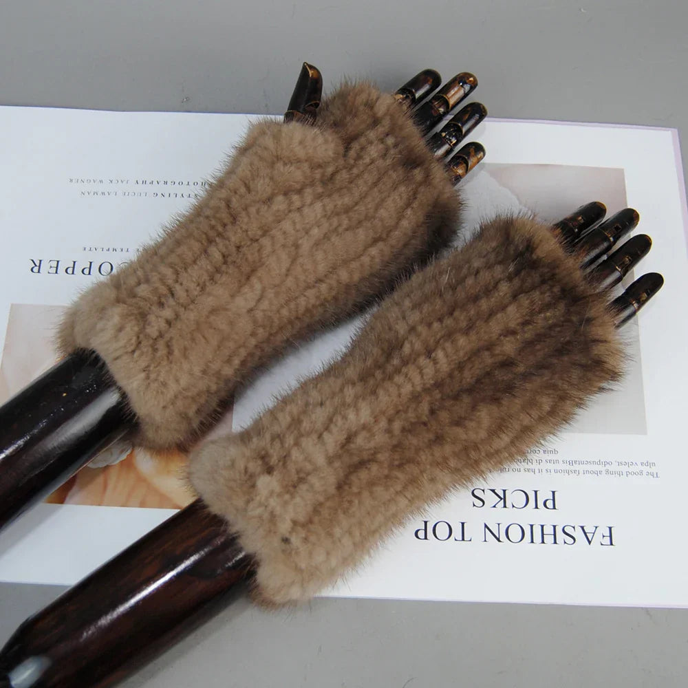 Gants Tricotés en Fourrure de Vison Beatrice