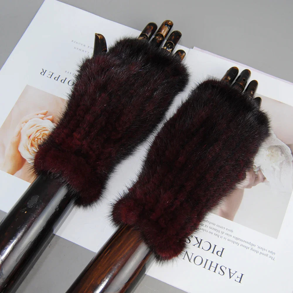 Gants Tricotés en Fourrure de Vison Beatrice
