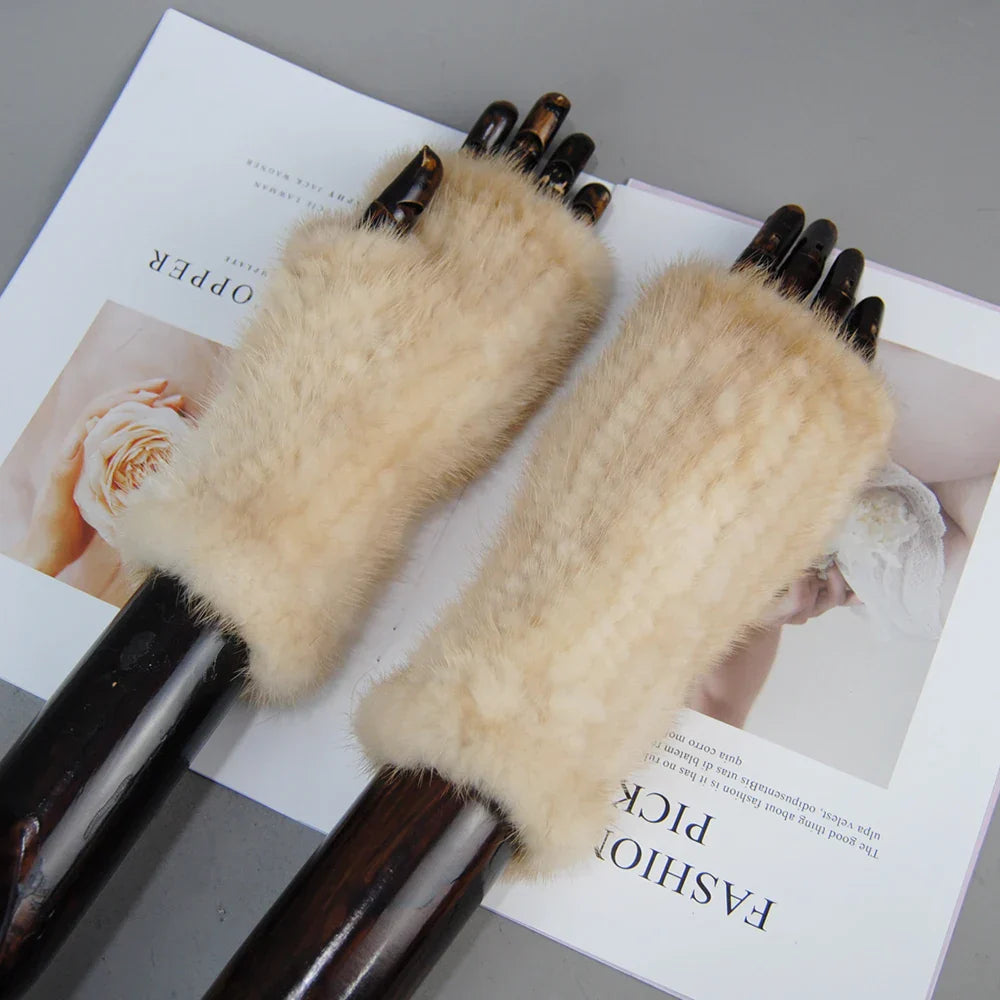 Gants Tricotés en Fourrure de Vison Beatrice