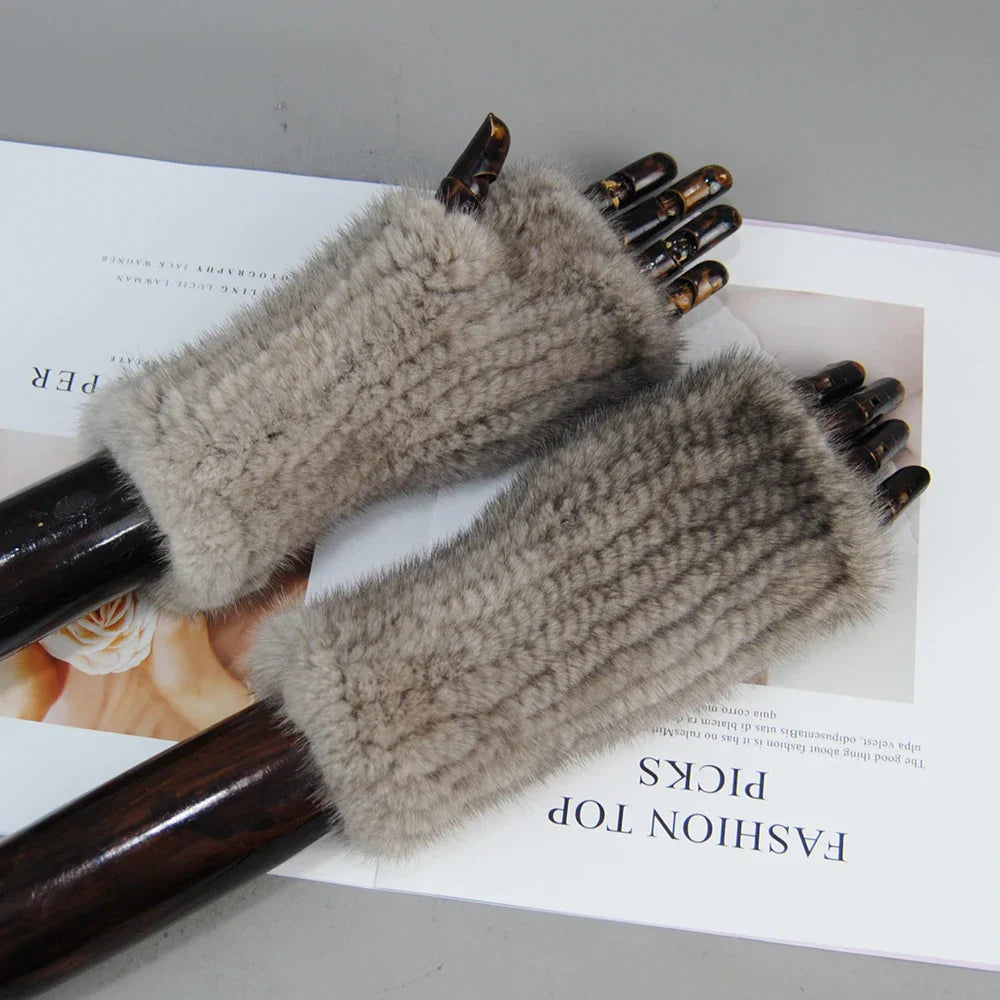 Gants Tricotés en Fourrure de Vison Beatrice