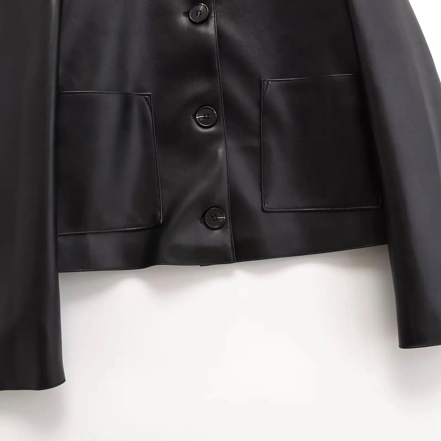 TRAF-Blouson d'automne en cuir PU noir, à la mode