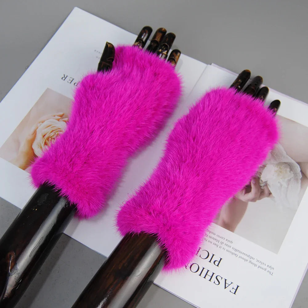 Gants Tricotés en Fourrure de Vison Beatrice