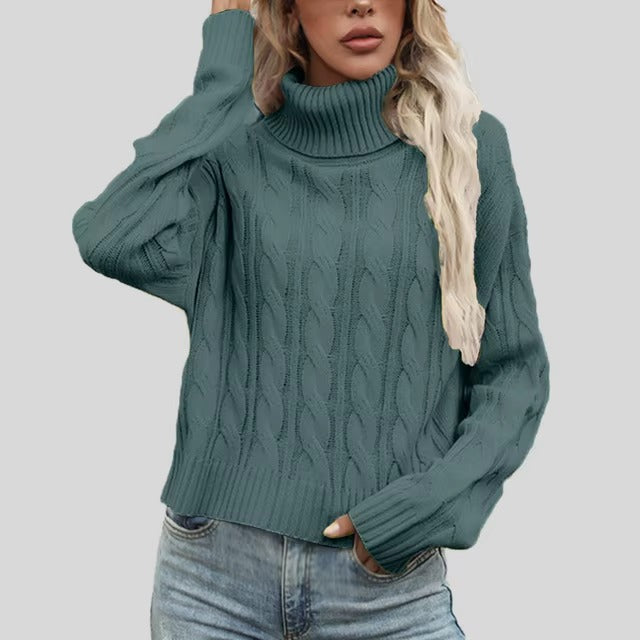 Pull Col Roulé Chaud En Coton Pour Femmes