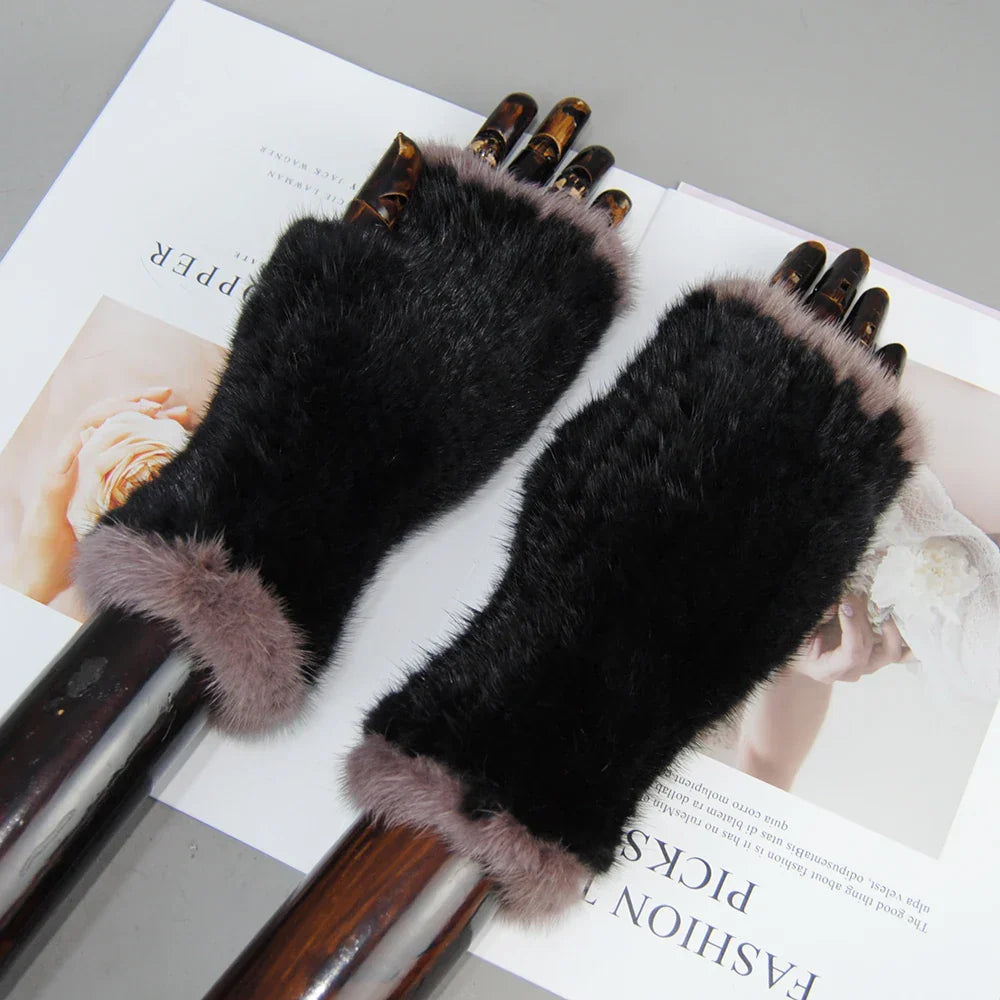 Gants Tricotés en Fourrure de Vison Beatrice