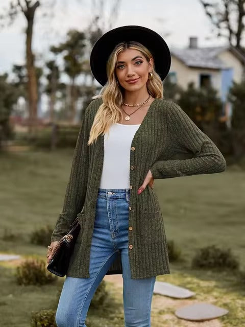 Cardigan à Manches Longues Chaud & Élégant