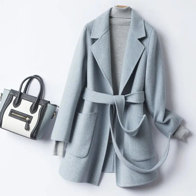 Manteau long en laine et mélanges pour femmes