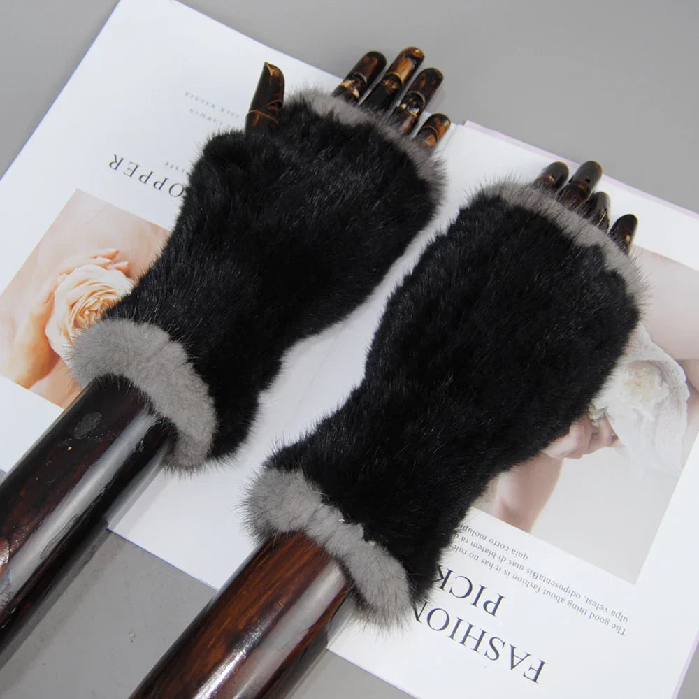 Gants Tricotés en Fourrure de Vison Beatrice