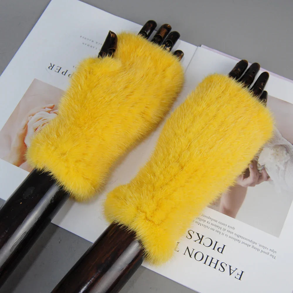 Gants Tricotés en Fourrure de Vison Beatrice