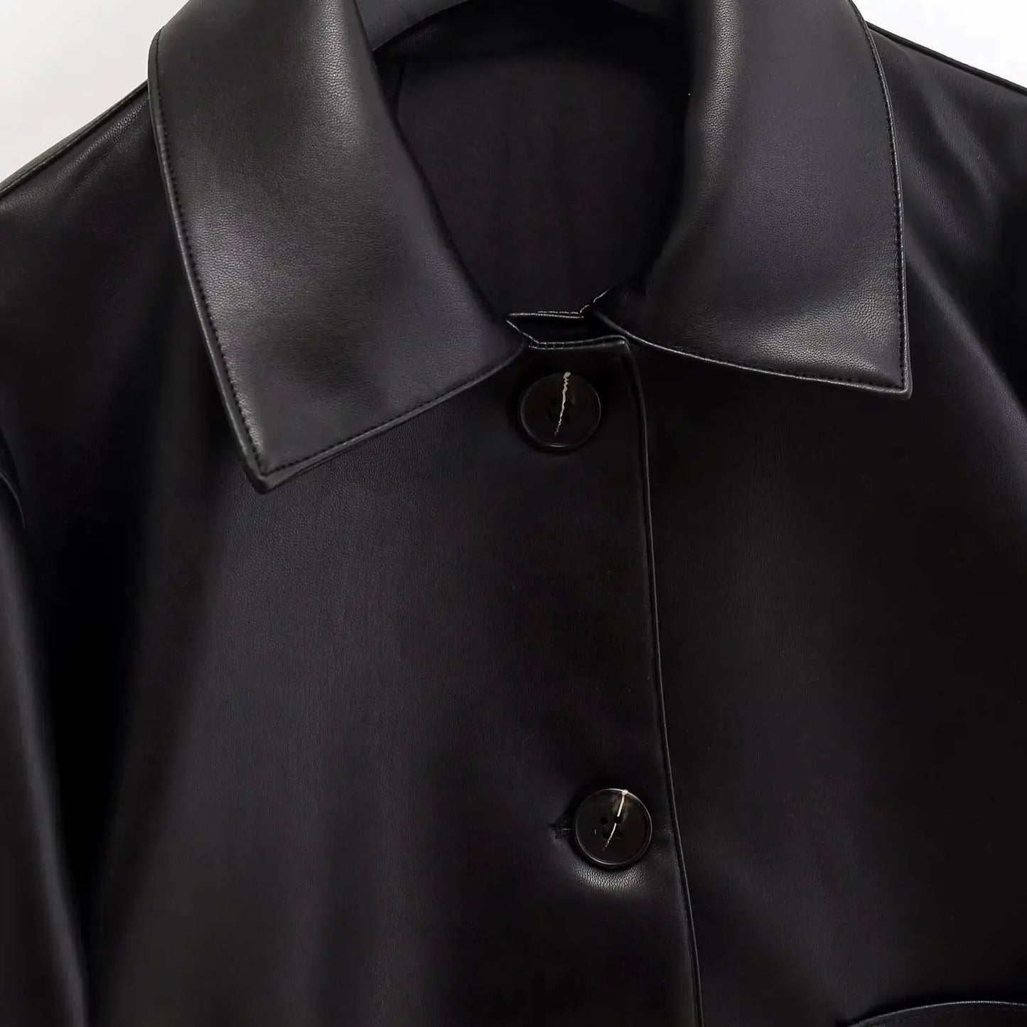 TRAF-Blouson d'automne en cuir PU noir, à la mode