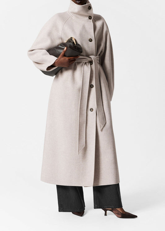 Manteau en laine à col cheminée