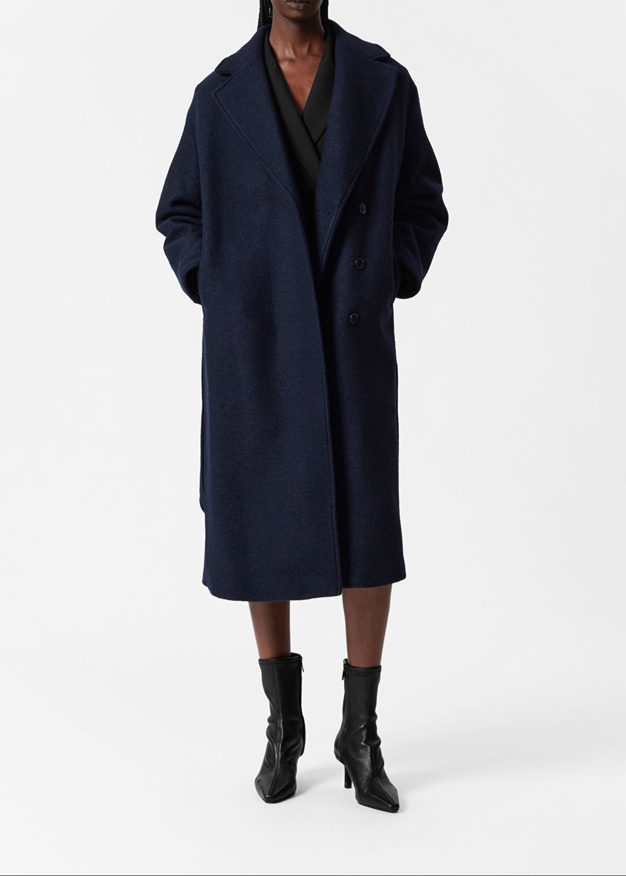 Manteau en Laine Volumineux avec Ceinture