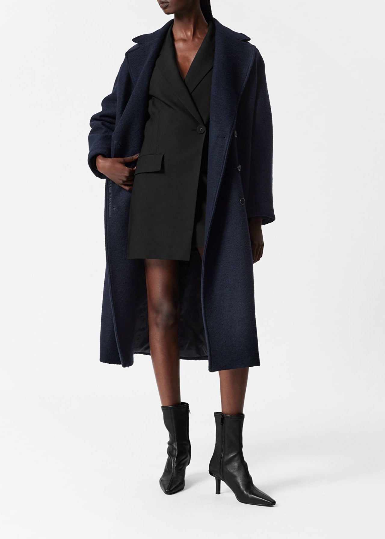 Manteau en Laine Volumineux avec Ceinture