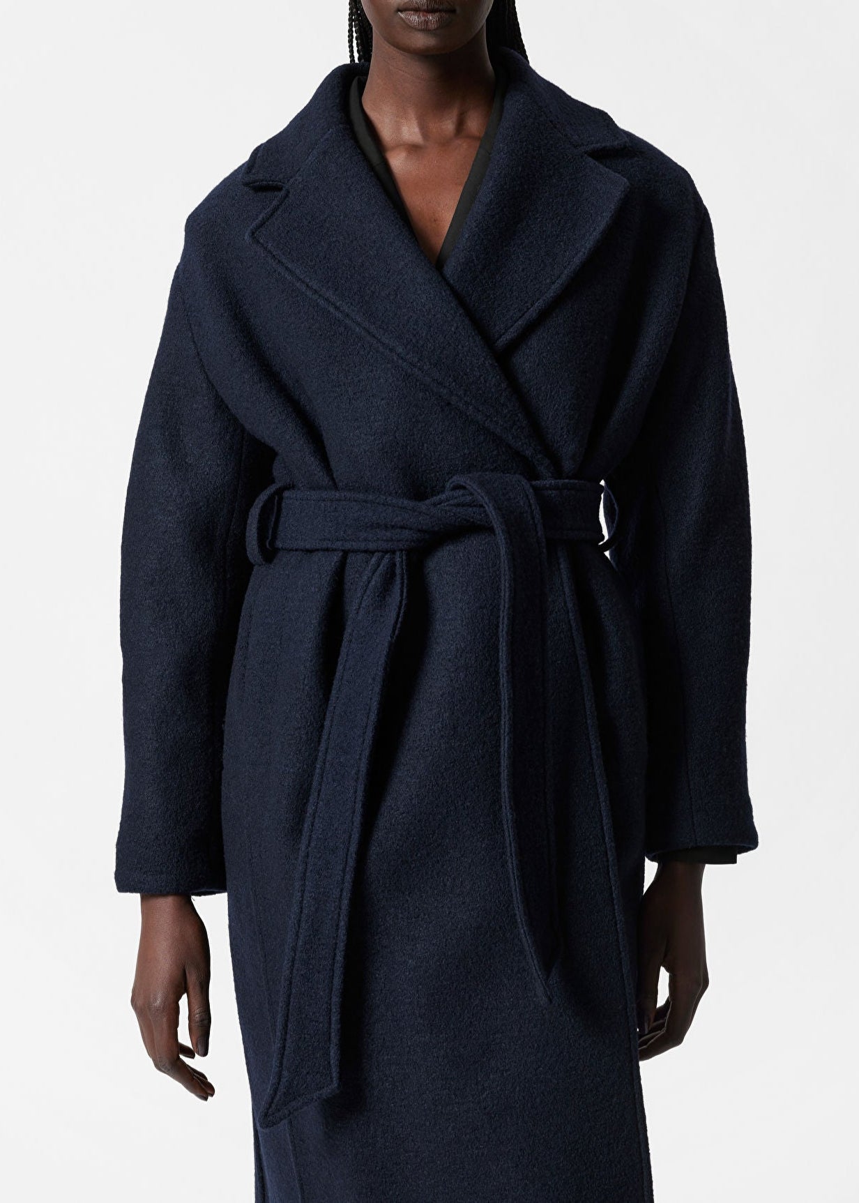 Manteau en Laine Volumineux avec Ceinture