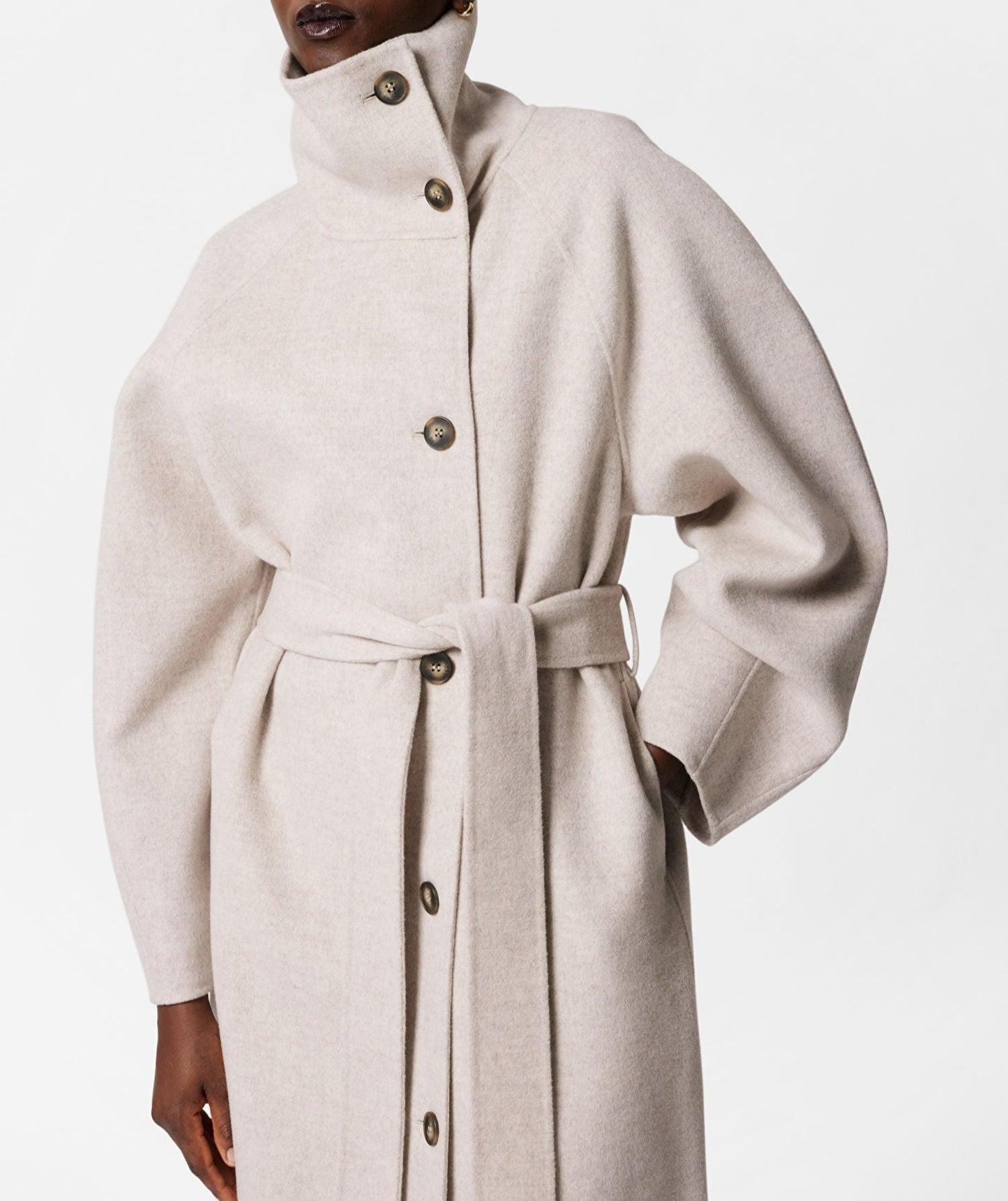 Manteau en laine à col cheminée