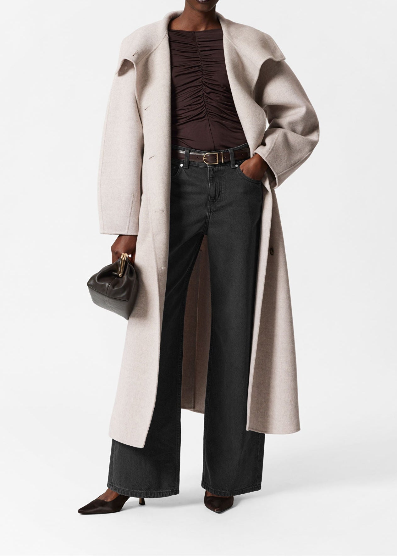 Manteau en laine à col cheminée