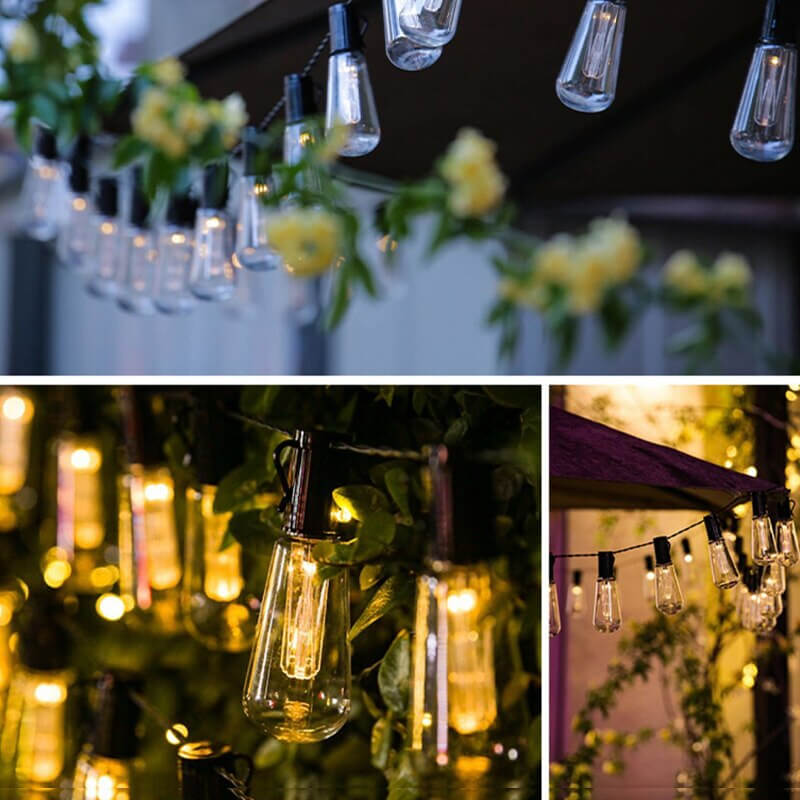 Guirlande lumineuse LED de 15 mètres, incassable et alimentée à l'énergie solaire