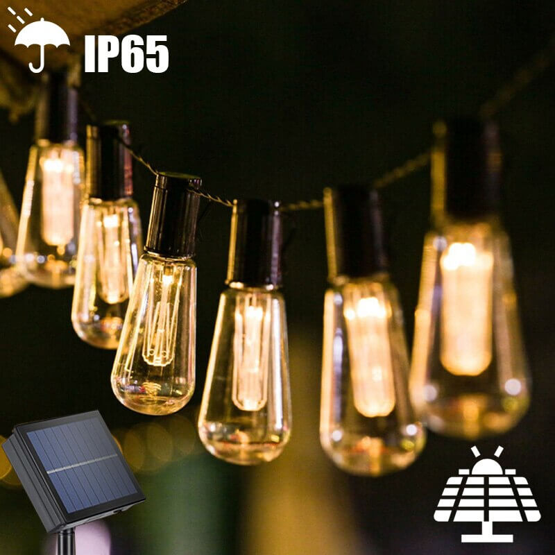 Guirlande lumineuse LED de 15 mètres, incassable et alimentée à l'énergie solaire